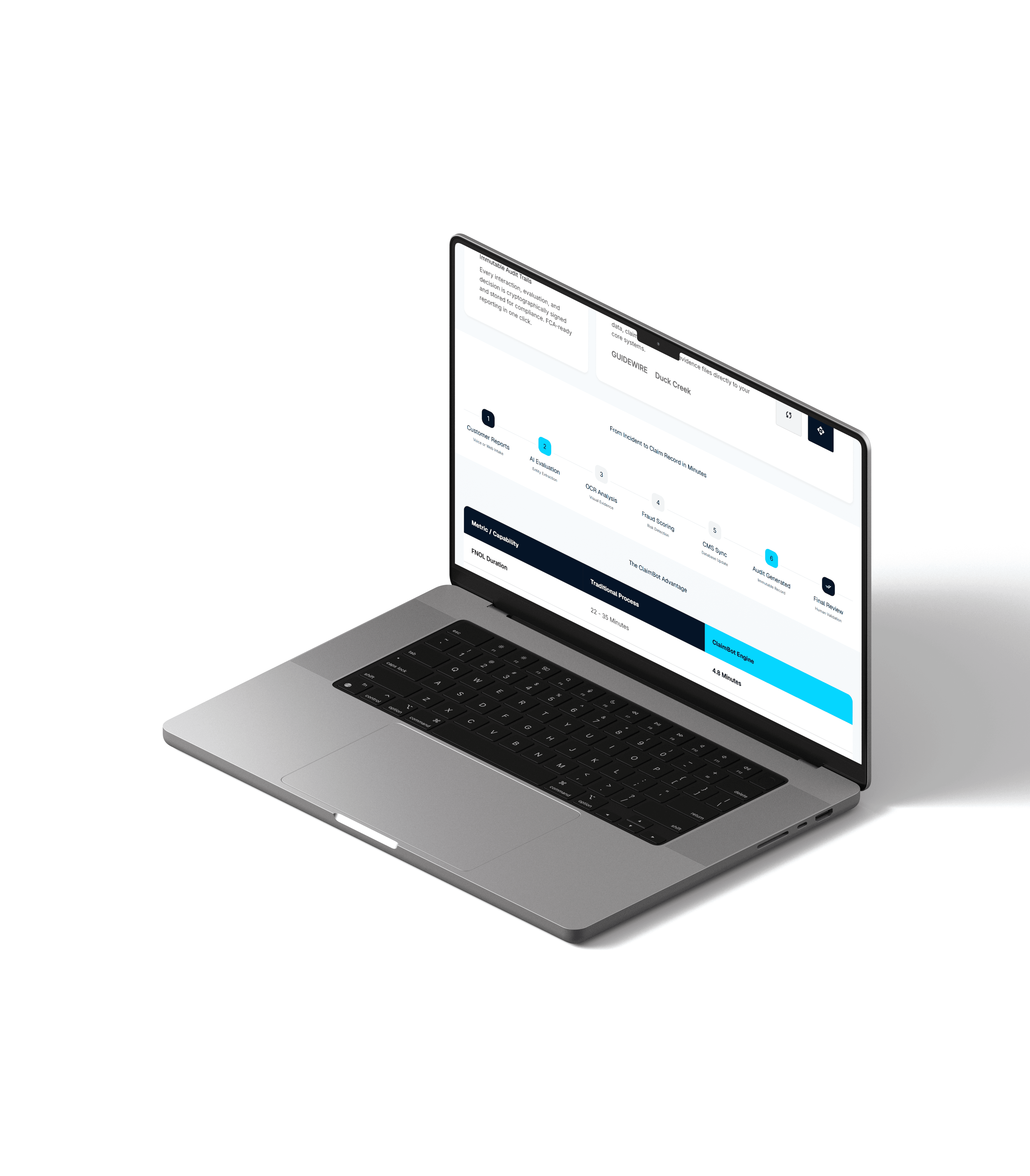ClaimBot product interface, a TechEniac project-based engagement
